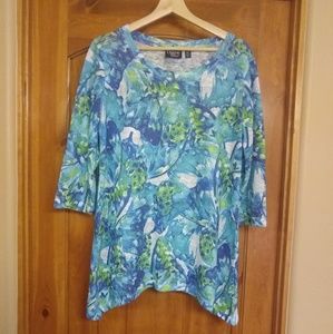 Onque Casual knit tee green and blue like new